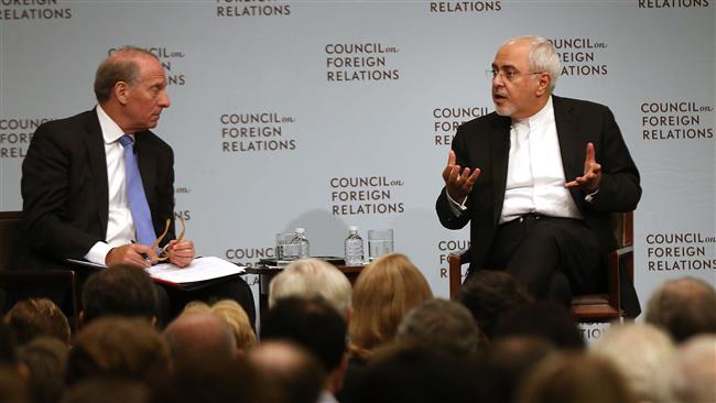 Zarif durante una conferencia en el Council of Foreign Relations en Nueva York