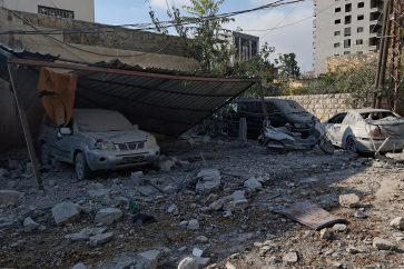 A view of damaged vehicles at a site hit by an Israeli strike in Nabatieh, amid the ongoing hostilities between Hezbollah and Israeli forces, southern Lebanon October 16, 2024. REUTERS/Ali Hankir
