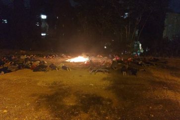 Los colonos entran en pánico y se postran durante la celebración de la festividad de "Lag BaOmer" después de que se activaran las sirenas debido al lanzamiento de un misil yemení el jueves
