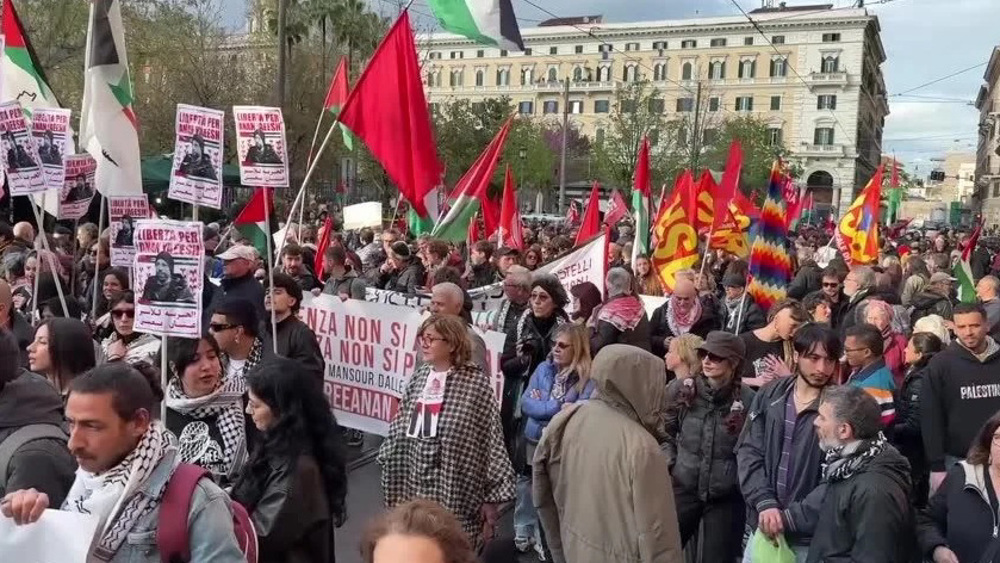 Manifestación en solidaridad con Palestina en Roma